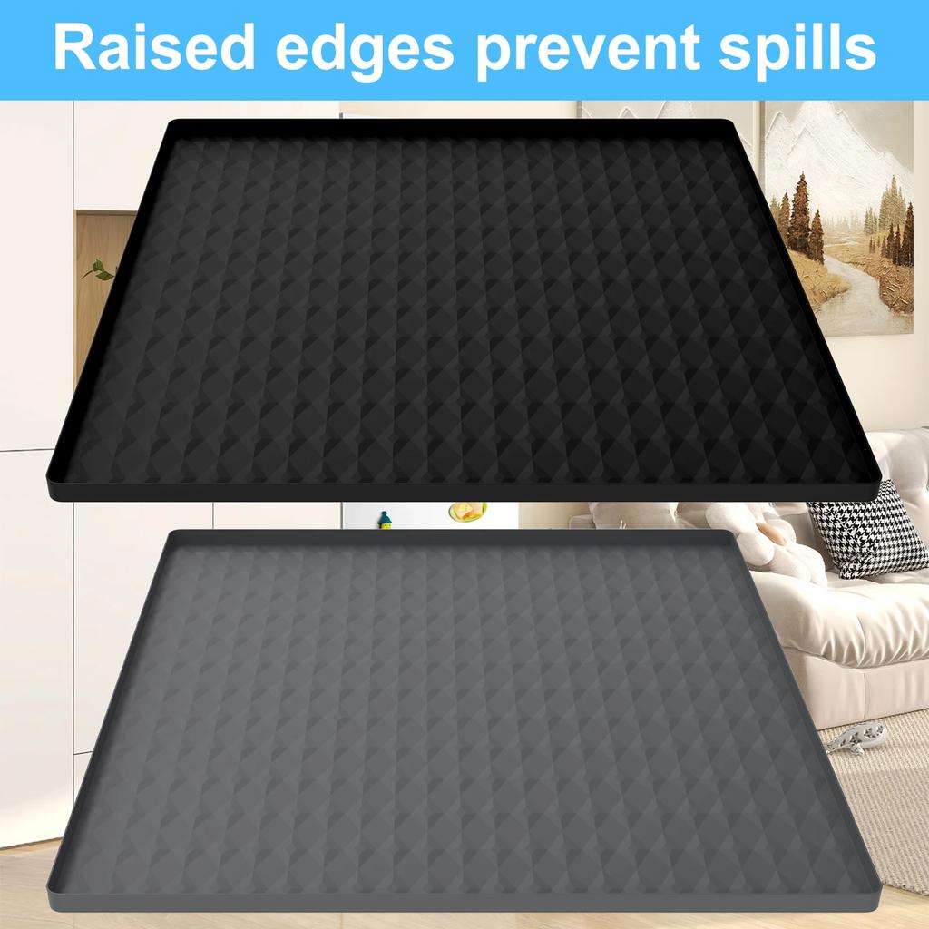 60x60cm Fridge Silicone Mat Mini Fridge Drip Pan with 0.8 Inch Raised Edges Under Refrigerator Floor Protector Furniture Pad