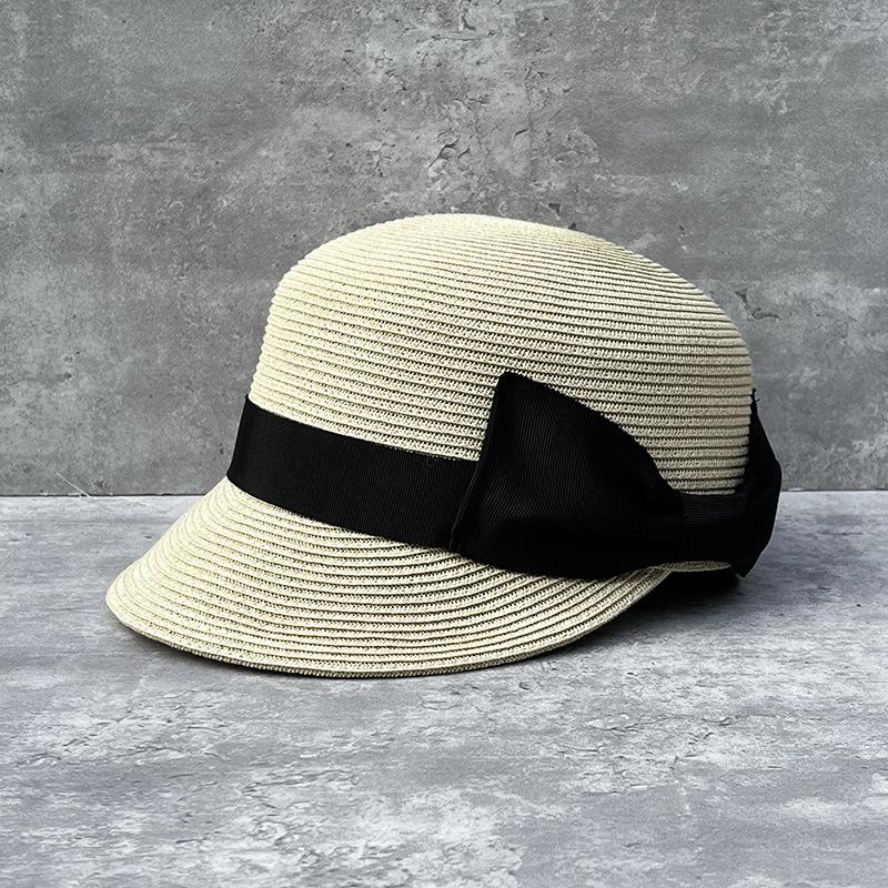 Face Small Age-Reducing Bow Dome Straw Cap Women'S Summer Straw Hat Travel Sun Protection Shade Baseball Hat