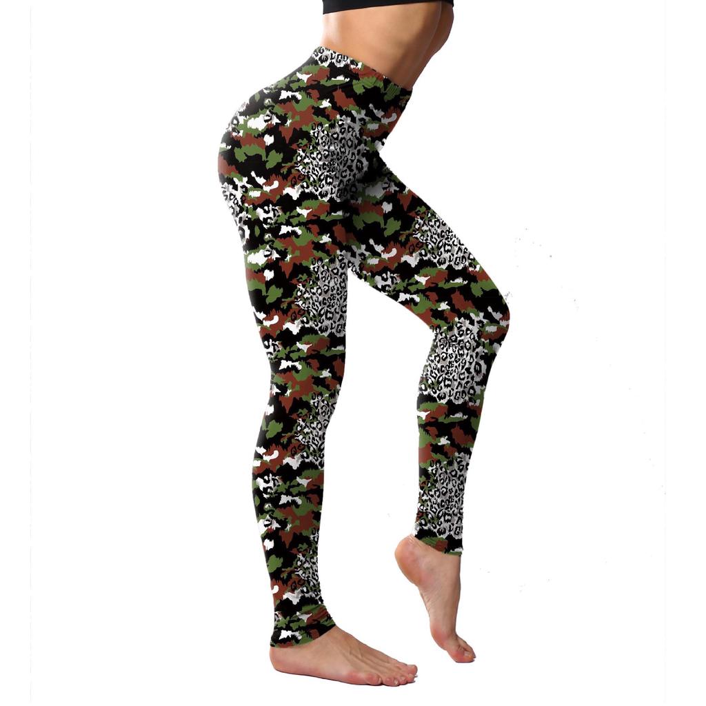 Fashion Camouflage Leopard Printed Leggings High Waist Elasticity Pants Soft Trousers For Women Workout Tights Fitness Yoga Pants