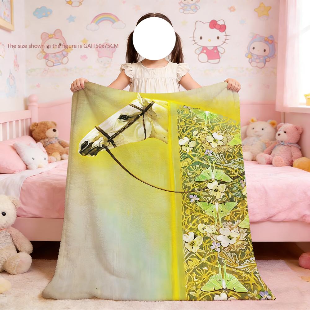 

Blanket For Soft Throw Horse Blanket for Picnic Pattern Fashion Bed Sofa Retro Home Bedroom Cozy Warm Comfortable 75x90cm