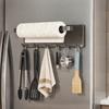Carbon Steel Magnetic Paper Towel Holder Nail Free Wall Mounted Refrigerator Magnetic Shelf with Hook Space Saving