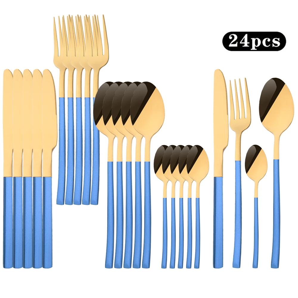 

Набор столовых приборов из зеленого золота 24 шт., нержавеющая сталь, столовая посуда, набор столовых приборов в западном стиле, нож, вилка, чайная ложка, столовые приборы, кухонное серебро