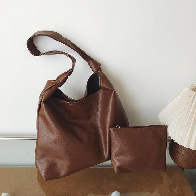 Women's PU Hobo Bag with Matching Pouch Large Capacity Shoulder Handbag for Daily Casual