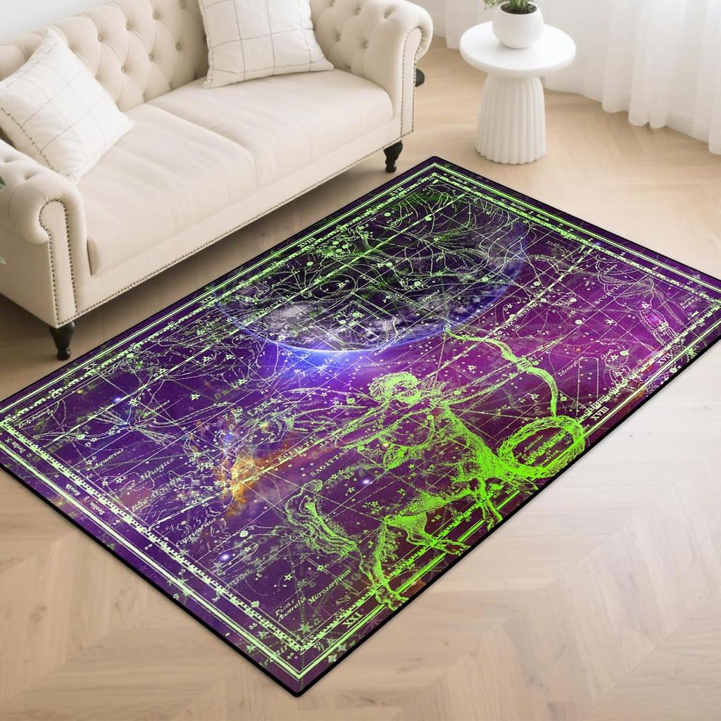 Constellation Design Teen Carpet Rug Doormat, Low-Pile Floor Carpet for Computer Children Bedroom Indoor Front Entrance Living
