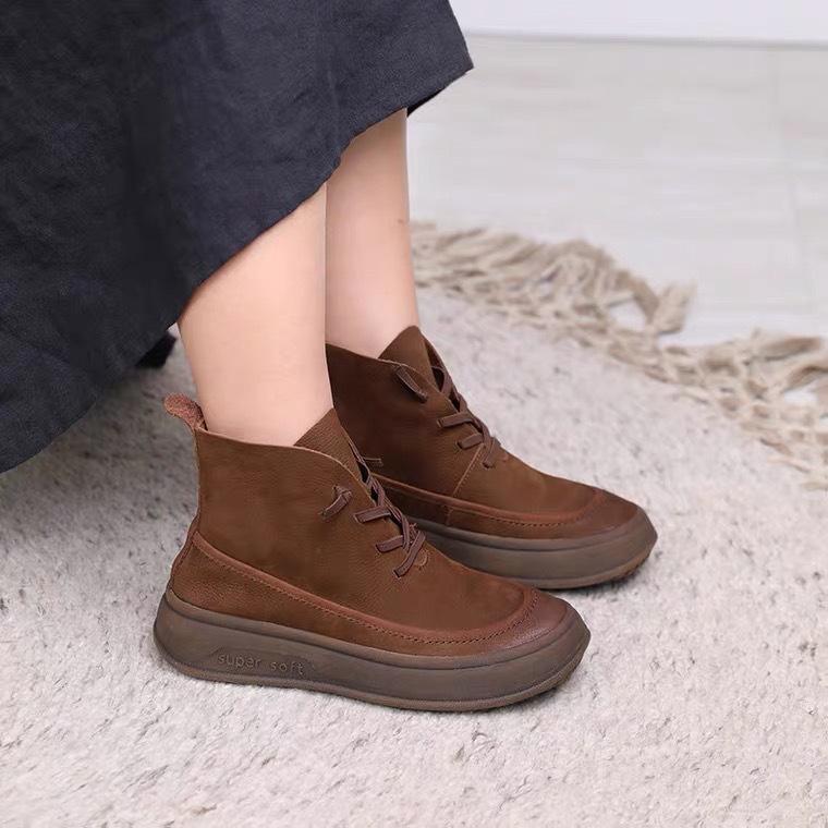 Leather Martin boots autumn and winter new handmade thick-soled women's boots top layer cowhide casual short boots