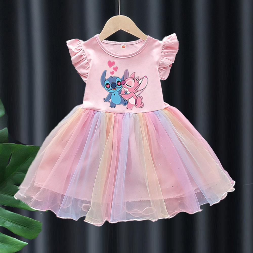 

Дівчаче плаття принцеси з короткими рукавами та рельєфним візерунком Size 120