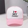 I Love My Family Printed Baseball Cap Mesh Trucker Hat Breathable Adjustable Sunscreen Cap for Women Unisex Outdoor Sports Sun Hat