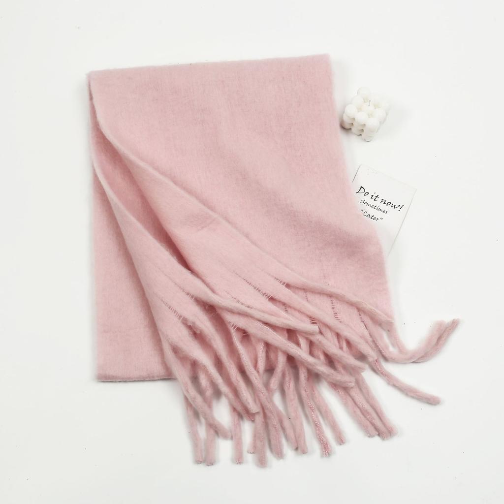 Versatile mohair solid color scarf women's winter thickening simple warmth enlarged shawl scarf