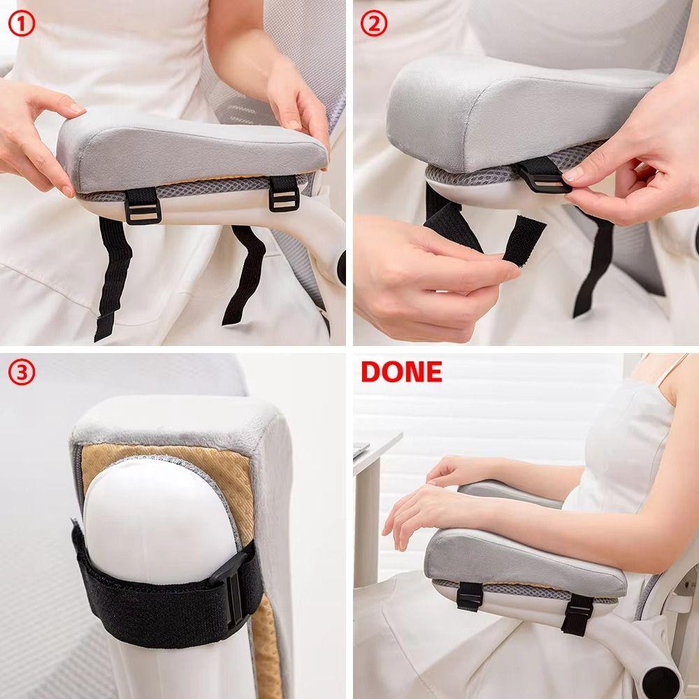 1Pair Soft Chair Elbow Pillows Pad with Adjustable Straps Chair Armrest Cushion Office
