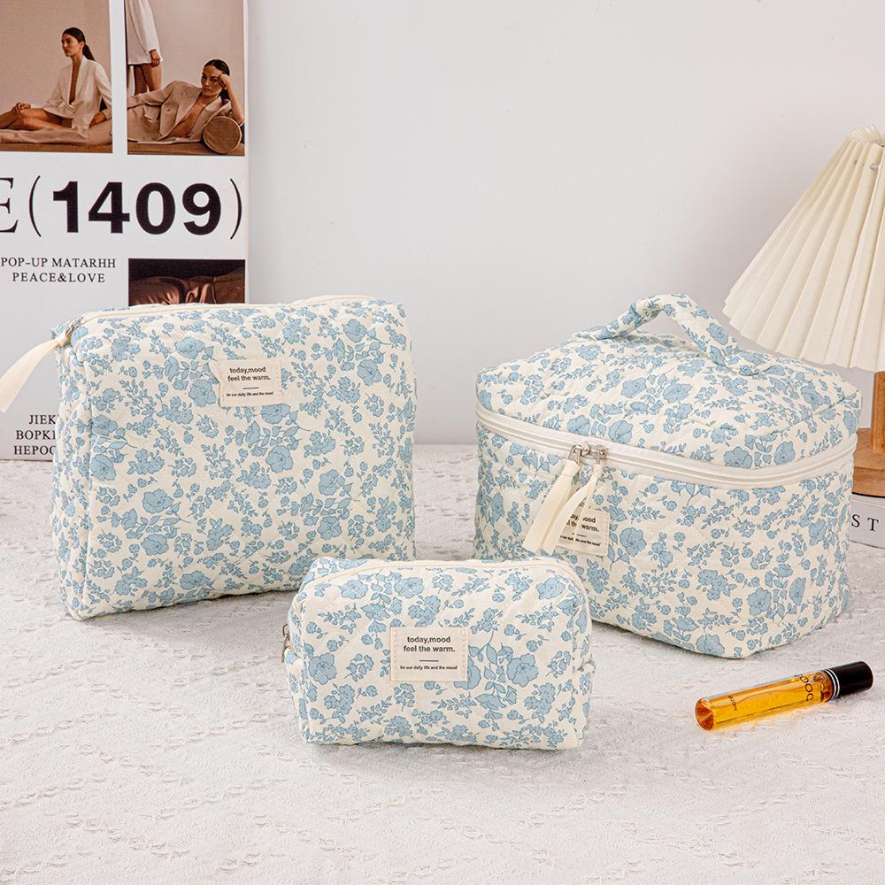 Gestepptes Rot Kariertes 3-teiliges Make-up-Taschen-Set mit Clutch mit großem Fassungsvermögen