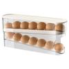 White Roll Off Egg Storage Rack Double-layer Egg Storage Box Rolling Egg Dispenser  for Household