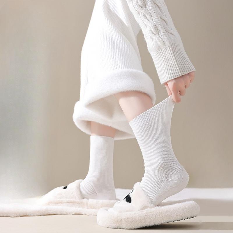 Wool Socks for Women, Thickened with Fleece, Warm and Super Soft, Autumn and Winter Double-needle Cashmere Mid-calf Socks