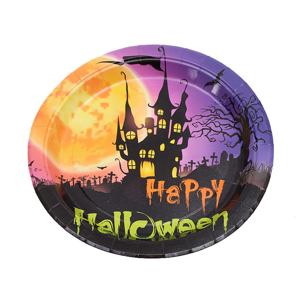 Purple Halloween Disposable Paper Plates Set Paper Cups Plates Party Supplies For Halloween Party