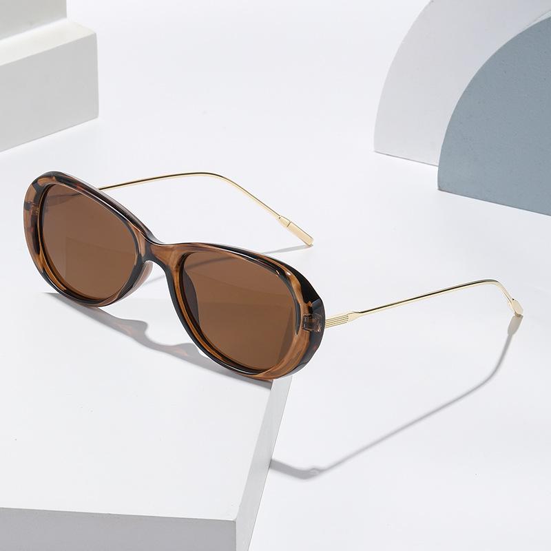 Oval Sunglasses Women Fashionable Metal Sunglasses Men Large Frame Glasses Outdoor Beach Driving UV400 Sunshade Sunglasses