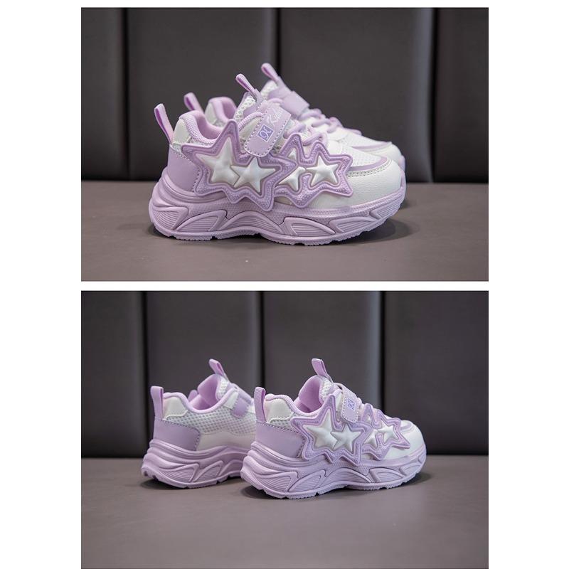 

Спортивная обувь для девочек с сетчатой поверхностью, дышащая, весна и осень, новые кроссовки с мягкой подошвой для детей, обувь Big Daddy для девочек 37 фиолетовый