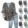 Summer Tops For Women Cute V Neck 3/4 Sleeve Blouses Print Top Casual Shirts