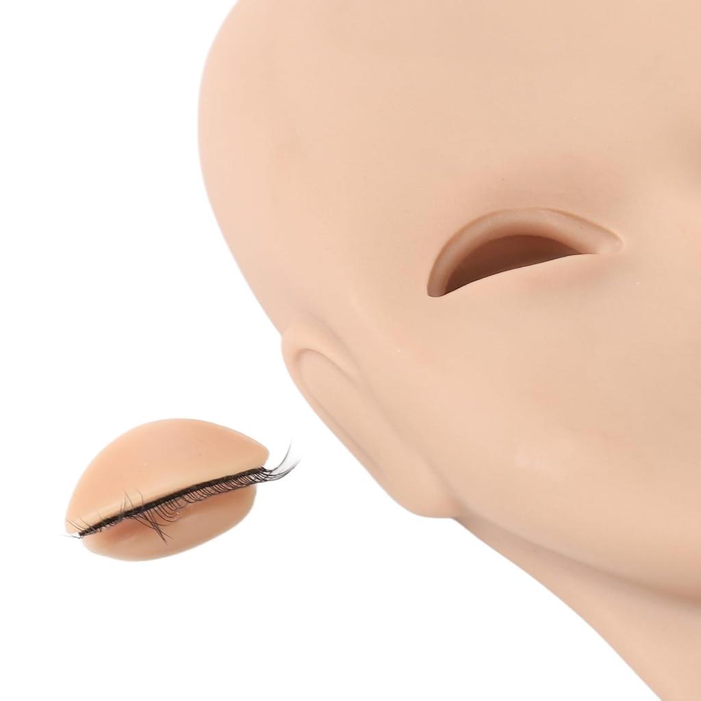 Lash Extension Practice Head with Removable Eyelids, 3D Realistic Facial Contour Mannequin for Eyelash Training, Soft Rubber Reusable Beauty Model,