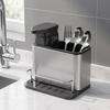 Stainless Steel Cutlery Organizer Multi Compartment Storage Box Dishwasher Safe Silver Kitchen Utensil Holder with Drainage Holes Non-Slip Countertop