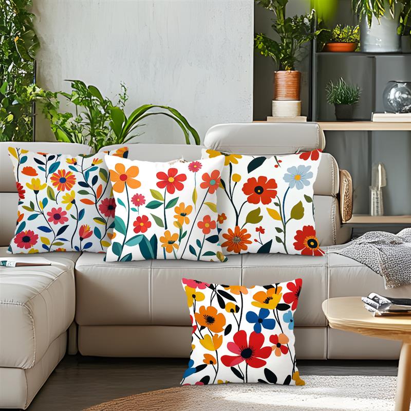 Home Decor Colorful Floral Pattern Decorative Pillow Covers Pattern Cushion Cover Suitable For Sofa Bedroom Car Pillow Cover