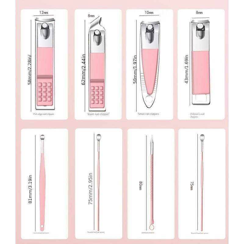 14-teiliges professionelles Morandi-Nagelset, Maniküre-Set aus Edelstahl mit Aufbewahrungsbox, Peeling-Feile & Nagelscheren für Salon & Reise
