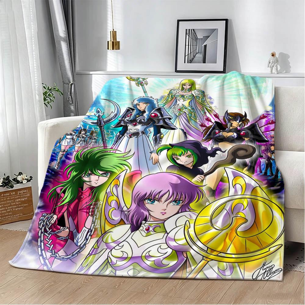 3D S-Saint S-Seiya Japan Anime Cartoon Flannel Blanket Soft Throw Blanket Art For Home Decor Bedroom Bed Sofa Picnic Fans Gifts