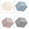 5pcs Simple Heat Insulation Mat High Temperature Hollowed Out Thickness 4mm Table Mat Home Tea Casserole Mat Striped Coaster