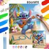 Stitch Ukulele Beach Oil Paint by Numbers Painting Kit Handmade Diy Home Decor Gifts for Adults Arts Crafts Wall Art Canvas