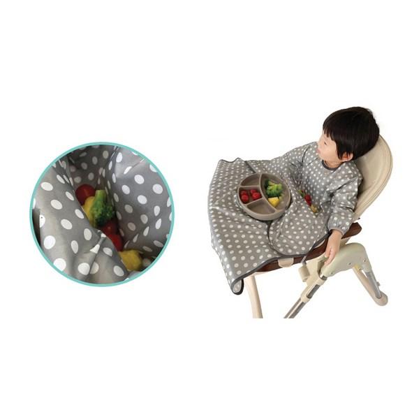 Aiju Baby-Lätzchen mit langen Ärmeln, Ganzkörperabdeckung, grau, 1 Stück, 1 Stück