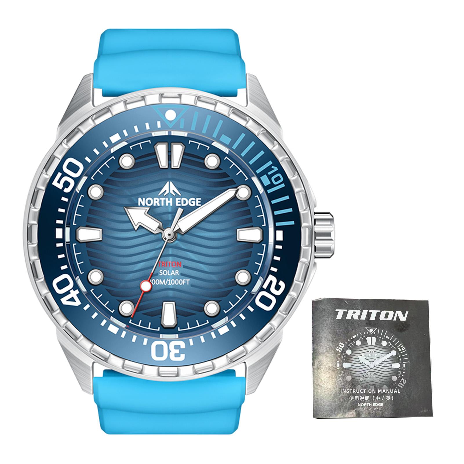 Solar Powered Quartz Dive Watch Night Glow 300M Rainproof Silicone Strap for Men Women Solar Luminous Watch