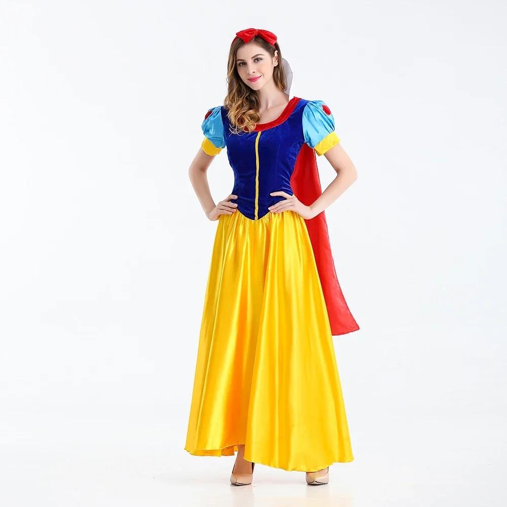 Classic Fairy Tale Snow White Princess Costume Adults Women Halloween Performance Fantasia Princess Cosplay Role Playing Dresses