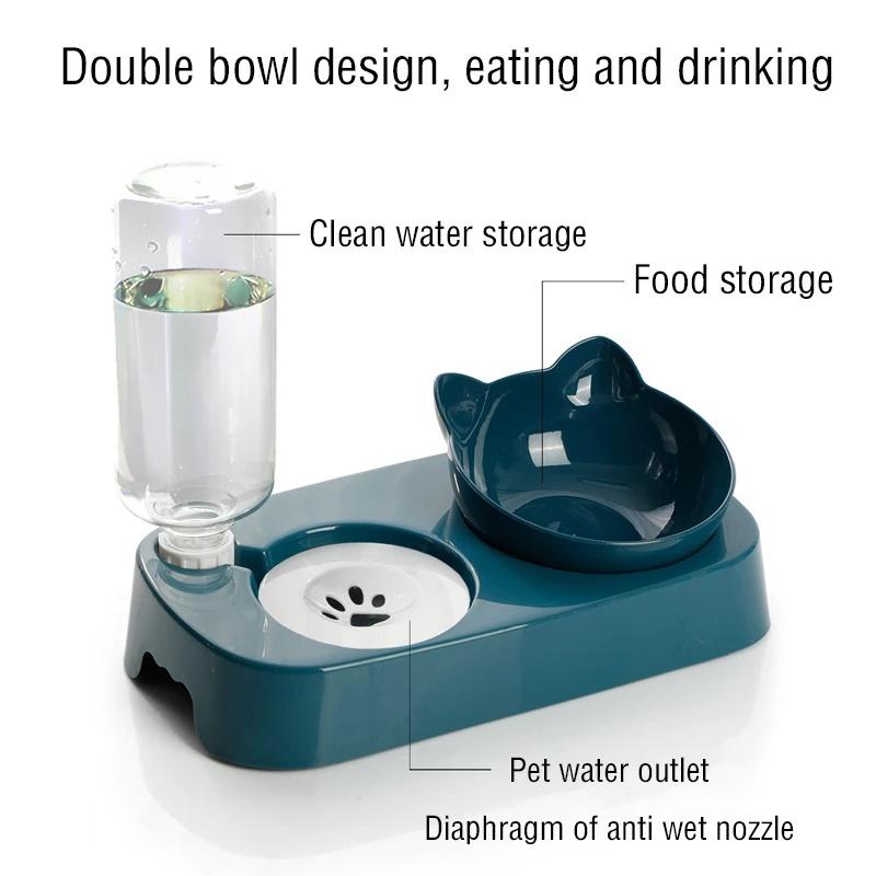 Elevated Double Cat Dog Bowls Pet Food and Water Bowl with 15°Tilted Raised  for Cats Small Dogs and Other Small Animals