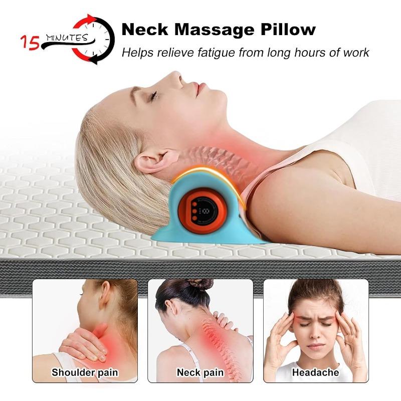 Aparat de masaj pentru gât cu căldură, Aparat de masaj 3D pentru gât, Aparat de masaj wireless pentru gât, 3 moduri și 6 niveluri de intensitate