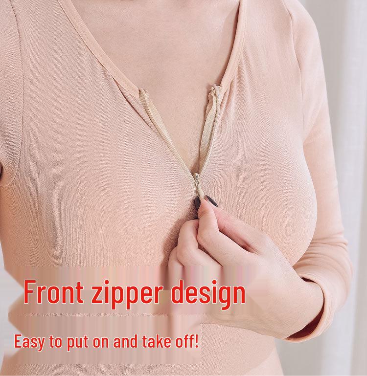Unisex Plus Size Thick Fleece Backless Bodysuit with Zipper and Crotchless Design for Cold Weather