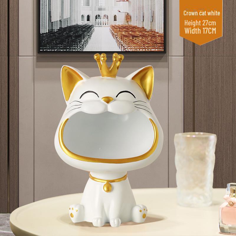 Ornament de lux pentru pisică norocoasă din rășină, pentru depozitarea și decorarea cheilor