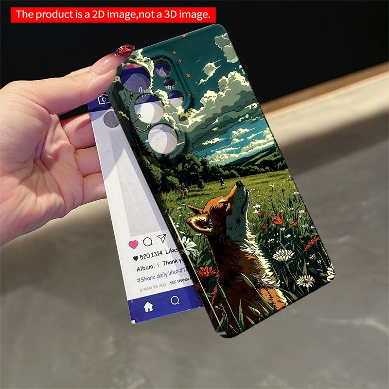 2DFlat Samsung phone case Fox in Wildflower Meadow Under Butterflies Sky Applicable to Galaxy S22 S23 S24 S25ULTRA S26 A12 A13 A14 A15 A16