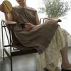 Johnature Women Vintage Jacquard Dresses Stand Sleeveless Button Summer Patchwork Lace Chinese Style Soft A-Line Dress