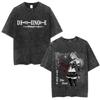 Washed Vintage Anime Death Note Misa Graphic Tshirt Men Women Casual Cotton Oversized T Shirts Mens S Manga Retro Streetwear