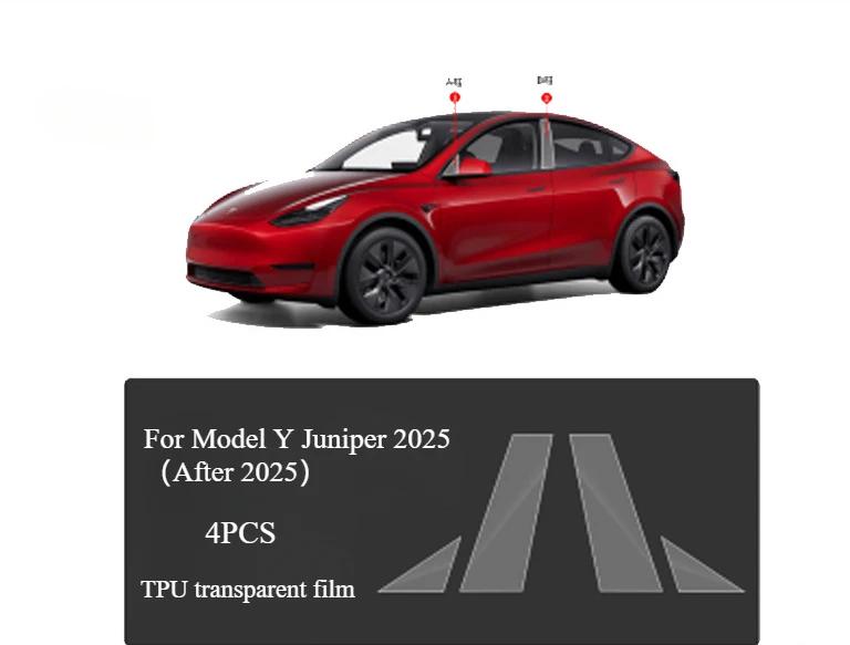 Pro Tesla Model Y Juniper 2025 Ochranná fólie sloupku A sloupku B Odolná proti poškrábání TPU Fólie na sloupky dveří auta Doplňky pro dodatečnou montáž