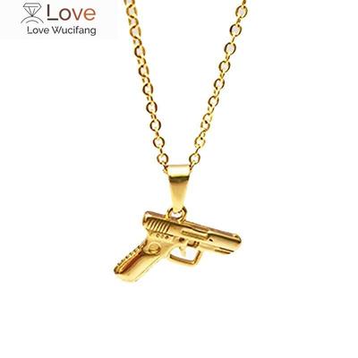 Maschinenpistole Pistole Anhänger Halsketten Mode Männer Hip Hop Zubehör Pistole Charme lange Anhänger Halskette