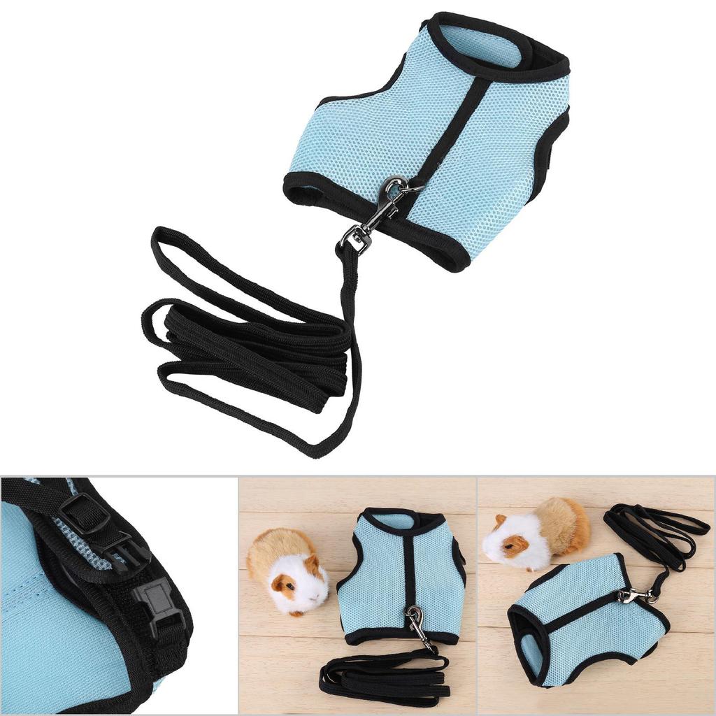 Hamster Rabbit Harness Set Small Animal Pet Safety Walking Vest With  Leash (Light Blue M)