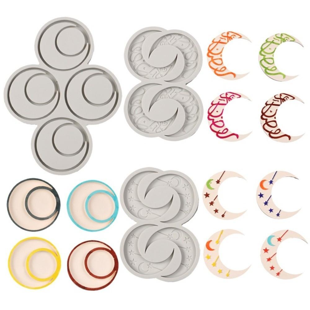 Silicone Ramadan Moon Mold Ramadan Themed Flexible Stars Chocolate Mold Non-stick Heat Resistant Baking Mold Cake Making