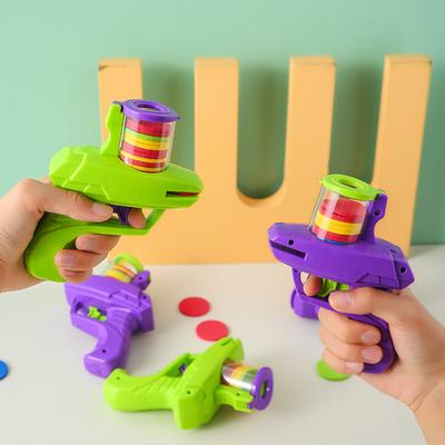 Children Outdoor Game Foam Disc Gun Plaything Flying Shooting Launcher Double Parent-child Interactive Toy for Presents