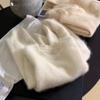 Hairy Round Neck Pullover Imitation Mink Sweater Knitted Top Solid Color Advanced Sense Loose Lazy Women Autumn and Winter Thickened