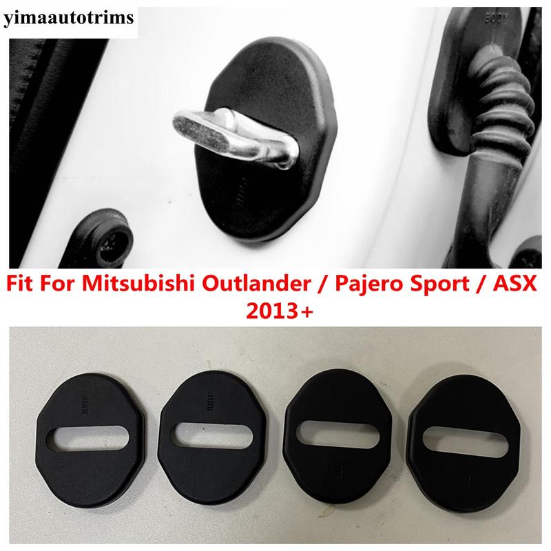 4Pcs Car Door Lock Buckle Plastic Protective Cover Kit Accessories For Mitsubishi Outlander / Pajero Sport / ASX 2013 -