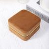 Velvet Jewelry Box Travel Portable Flannel Square Zipper Style Jewellery Storage Case  Gift Holder Ring Earring Holder