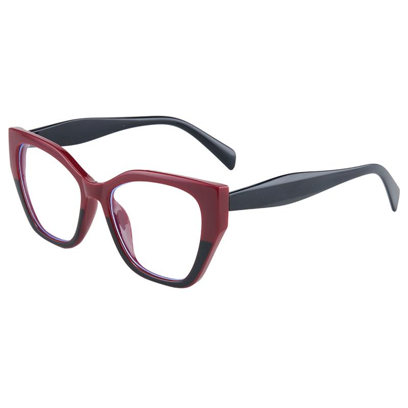 New Fashion Cat Eye Glasses Trendy Personalized Contrast Color Stitching Anti-Blue Light Glasses