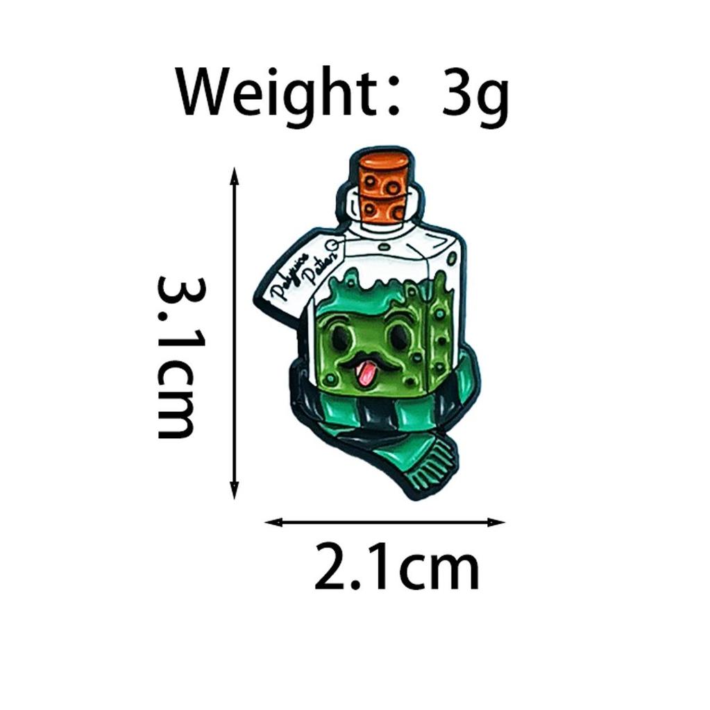 Adorable Cat on Flying Broom Brooch with Scarf and Bottle - Cute Badge Accessory