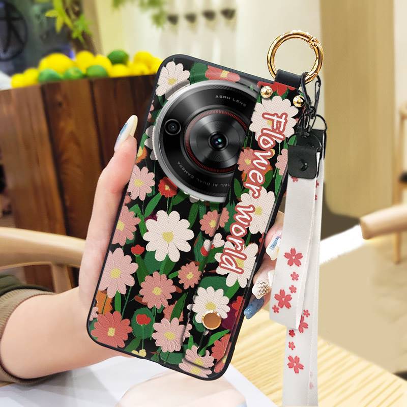 Shockproof Fashion Design Phone Case For ZTE Blade A75 5G/Nubia Focus 5G/Calf 5G Phone Holder Oil Painting Wrist Strap