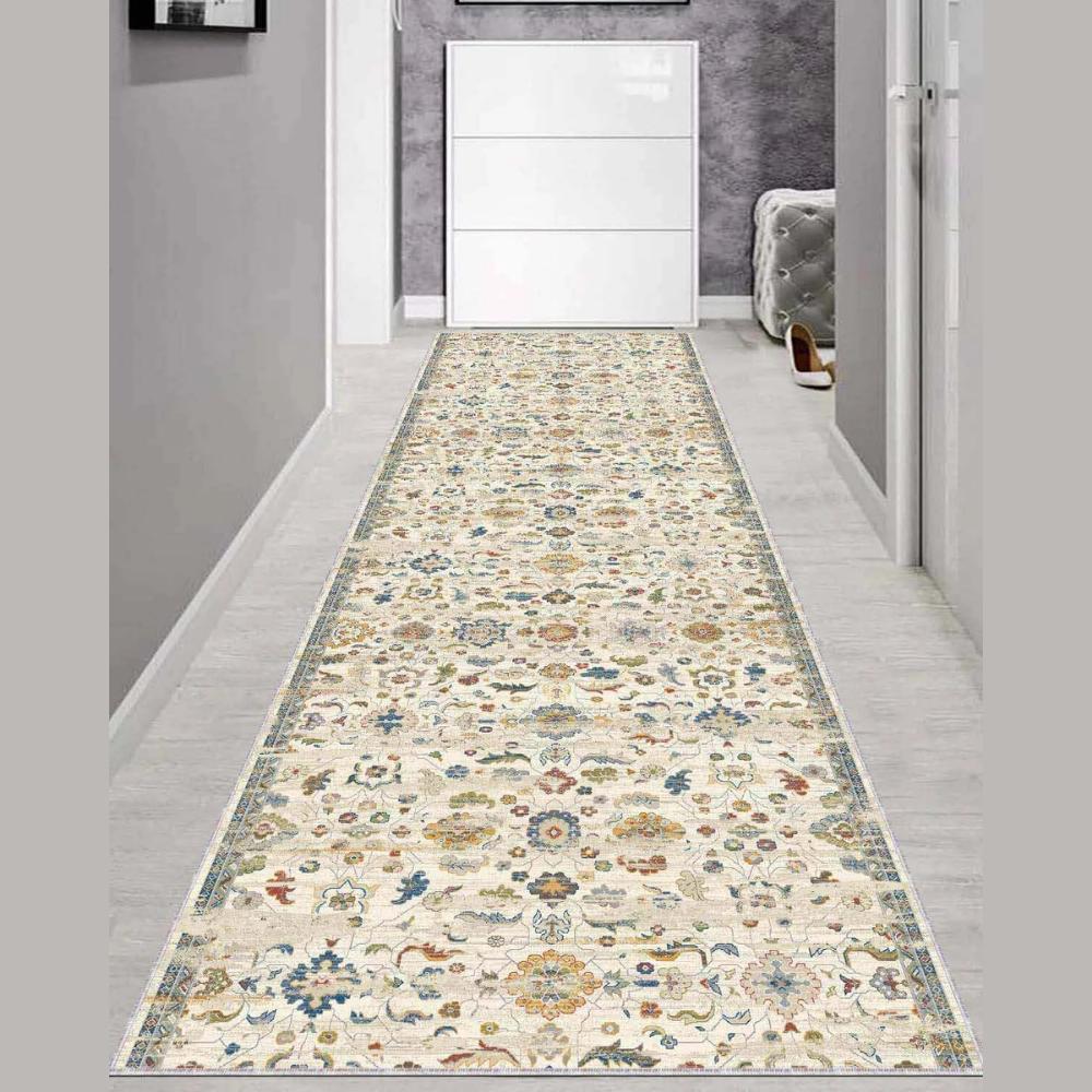 

Кремовый ковер с классическим мотивом, Моющийся ковер, Кухонный ковер, Ковер для гостиной, Прихожий ковер, Коврик 50 x 80 cm