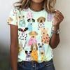 Lady Cute T-shirts Crew Neck Short Sleeve Cartoon Dog Print T Shirt Women's Outfits Casual Daily Wear